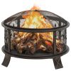 vidaXL Rustic Fire Pit with Poker 26.6" XXL Steel