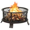 vidaXL Rustic Fire Pit with Poker 26.6" XXL Steel