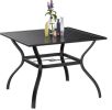 ?Black Square Metal Outdoor Dining Table With Umbrella Hole