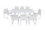 83" White Metal Outdoor Dining Table