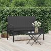 Patio Bench with Cushion Black 41.3" Poly Rattan