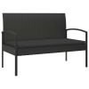 Patio Bench with Cushion Black 41.3" Poly Rattan