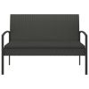 Patio Bench with Cushion Black 41.3" Poly Rattan