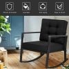 Patio Rattan Rocker Outdoor Glider Rocking Chair Cushion Lawn-Black - Color: Black