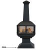 Large Black Outdoor Steel Chimenea Wood Burning Fire Pit