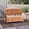 48 Inch Patio Hardwood Storage Bench with Slatted Backrest