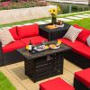 42 Inch 50000 BTU Propane Fire Pit Table with Ore Powder Surface - Color: Black