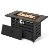 42 Inch 50000 BTU Propane Fire Pit Table with Ore Powder Surface - Color: Black