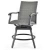 2 Pieces Patio Swivel Bar Chair Set with Quick Dry 4D Air Fiber Cushion