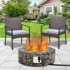 28 Inch Propane Gas Fire Pit with Lava Rocks and Protective Cover - Color: Gray