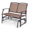 Iron Patio Rocking Chair for Outdoor Backyard and Lawn - Color: Brown