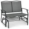 Iron Patio Rocking Chair for Outdoor Backyard and Lawn-Gray - Color: Gray