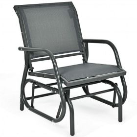 Outdoor Single Swing Glider Rocking Chair with Armrest-Gray - Color: Gray