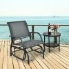 Outdoor Single Swing Glider Rocking Chair with Armrest-Gray - Color: Gray