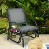 Outdoor Single Swing Glider Rocking Chair with Armrest-Gray - Color: Gray