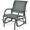 Outdoor Single Swing Glider Rocking Chair with Armrest-Gray - Color: Gray