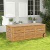 Rolling Patio Wooden Deck Box with 2 Wheelsand Side Handle for Outdoor