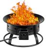 Portable Outdoor Black Metal Propane Fire Pit with Cover and Carry Kit