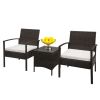 2pcs Arm Chairs 1pc Coffee Table, 3pcs Rattan Sofa Set Brown Gradient XH