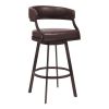 30 Inch Leatherette Barstool with Low Curved Back, Brown