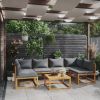 7 Piece Patio Lounge Set with Cushion Solid Acacia Wood