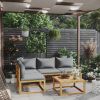 5 Piece Patio Lounge Set with Cushion Solid Acacia Wood