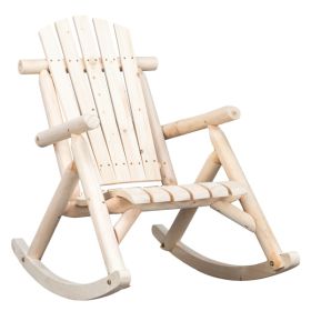 65*95*96cm Outdoor Courtyard Fir Wood Rocking Chair Log Color