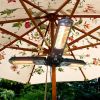 1500W Foldable Electric Patio Heater Umbrella with 3 Heating Panels; for Pergola Outdoor or Gazabo Parasol