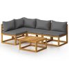 5 Piece Patio Lounge Set with Cushion Solid Acacia Wood