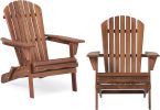 Wooden Outdoor Folding Adirondack Chair Set of 2 Wood Lounge Patio Chair for Garden,Garden, Lawn, Backyard, Deck, Pool Side, Fire Pit,Half Assembled,