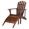 120*72*96cm Outdoor Garden With Footstool Wooden Single Chair Carbonized Color