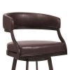 30 Inch Leatherette Barstool with Low Curved Back, Brown