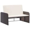 2 Piece Patio Lounge Set with Cushions Poly Rattan Brown