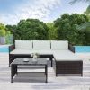 Outdoor 3pcs 1 Double Seat 1 Chaise Seat 1 Coffee Table Combination Sofa Rattan Sofa Set  XH