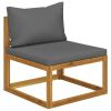 6 Piece Patio Lounge Set with Cushion Solid Acacia Wood