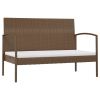 16 Piece Patio Lounge Set with Cushions Poly Rattan Brown