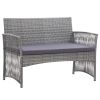 4 Piece Patio Lounge Set with Cushion Poly Rattan Anthracite