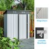 5 X 3 Ft Outdoor Storage Shed, Galvanized Metal Garden Shed With Lockable Doors, Tool Storage Shed For Patio Lawn Backyard Trash Cans