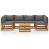 7 Piece Patio Lounge Set with Cushion Solid Acacia Wood