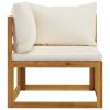 6 Piece Patio Lounge Set with Cushion Cream Solid Acacia Wood