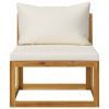 6 Piece Patio Lounge Set with Cushion Cream Solid Acacia Wood