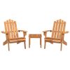 3 Piece Adirondack Patio Lounge Set Solid Wood Acacia