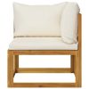 6 Piece Patio Lounge Set with Cushion Cream Solid Acacia Wood