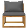 5 Piece Patio Lounge Set with Cushion Solid Acacia Wood