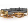 7 Piece Patio Lounge Set with Cushion Solid Acacia Wood