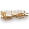 8 Piece Patio Lounge Set with Cushion Cream Solid Acacia Wood