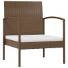 16 Piece Patio Lounge Set with Cushions Poly Rattan Brown