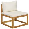 8 Piece Patio Lounge Set with Cushion Cream Solid Acacia Wood