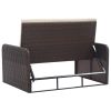 2 Piece Patio Lounge Set with Cushions Poly Rattan Brown