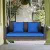 49in Black Rattan Blue Cushion Rattan Swing Chair(Swing frames not included)